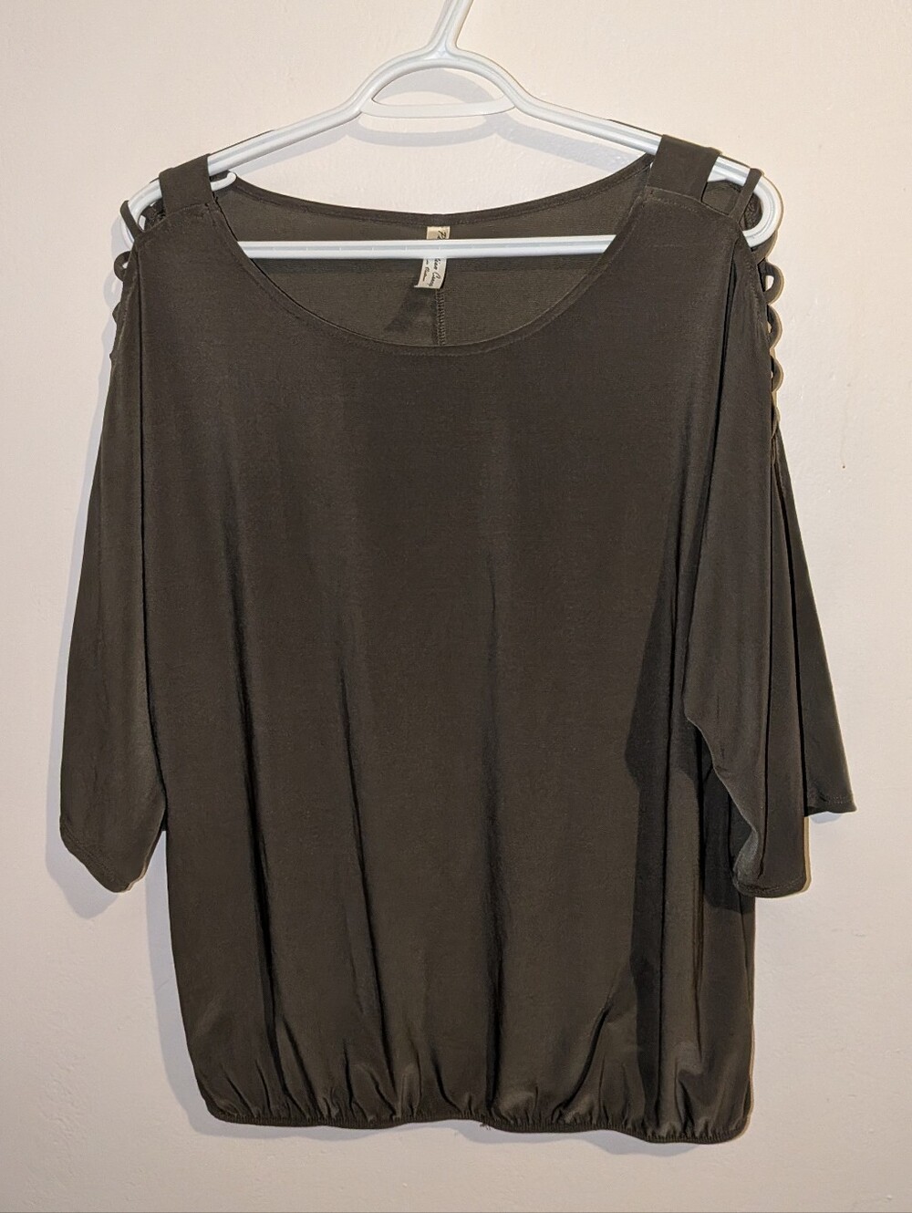 PerSeption Concept Black Cold-Shoulder Dolman Top